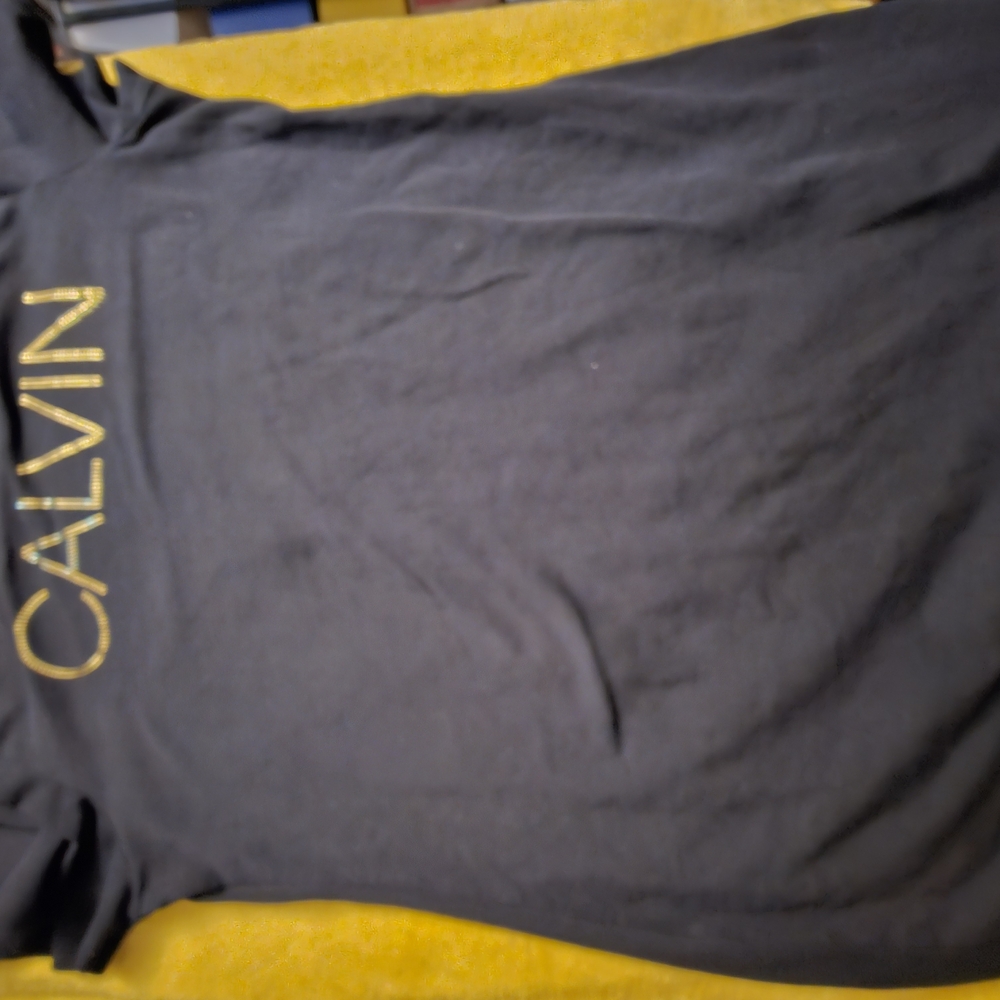 Calvin Klein Black T-Shirt DRESS with Gold Logo